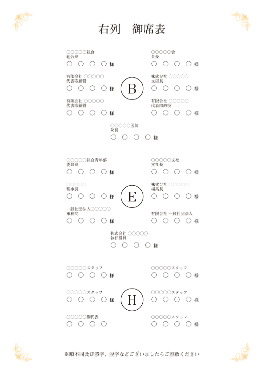 デジタル席次表４ページ目